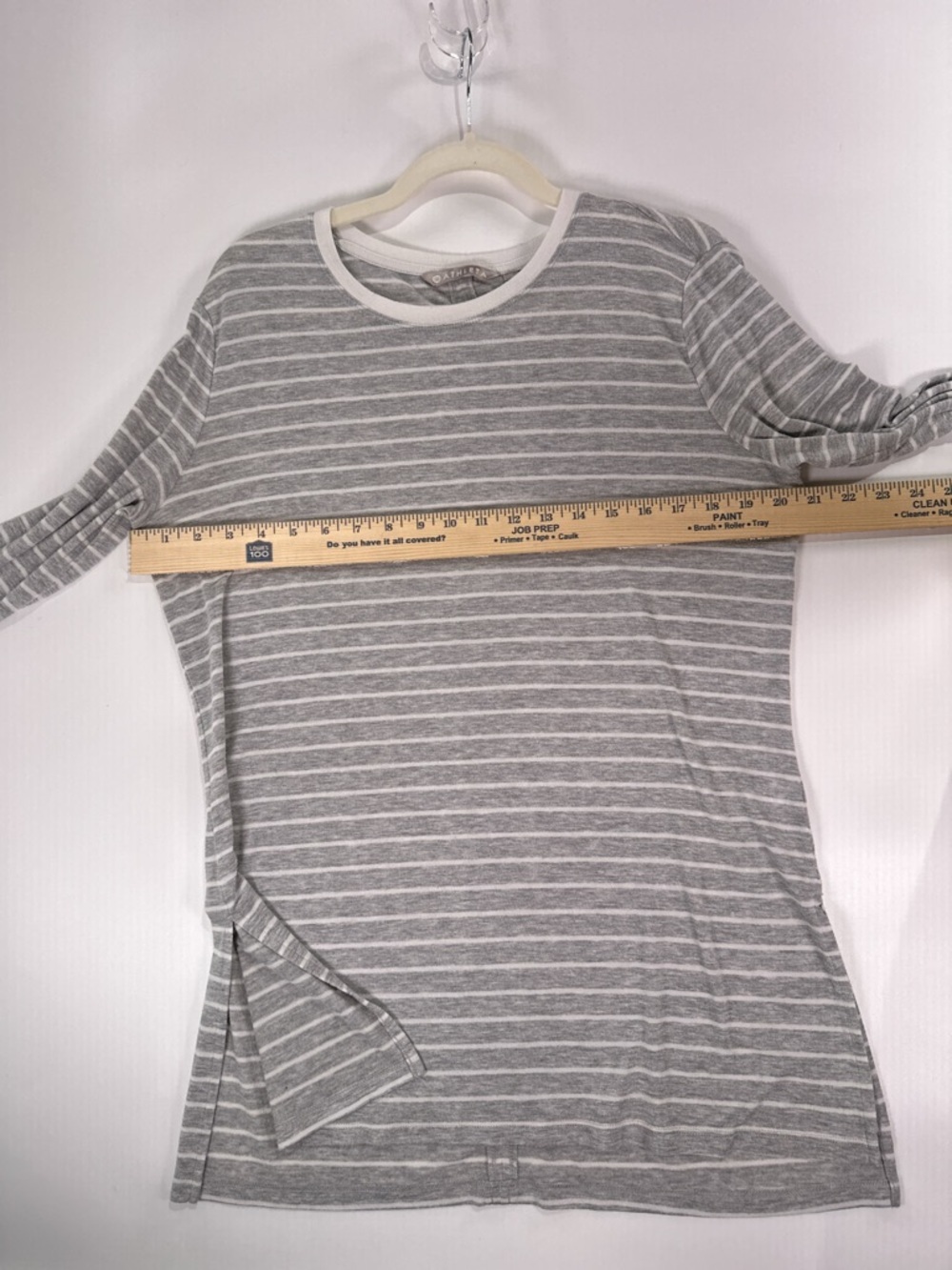 Athleta Threadlight Tunic Tee Side Slits Striped Modal Grey M - Picture 10 of 11